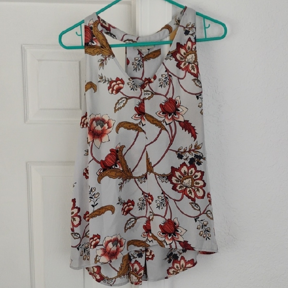 LOFT Red and Brown Relaxed Sleeveless Tank Top